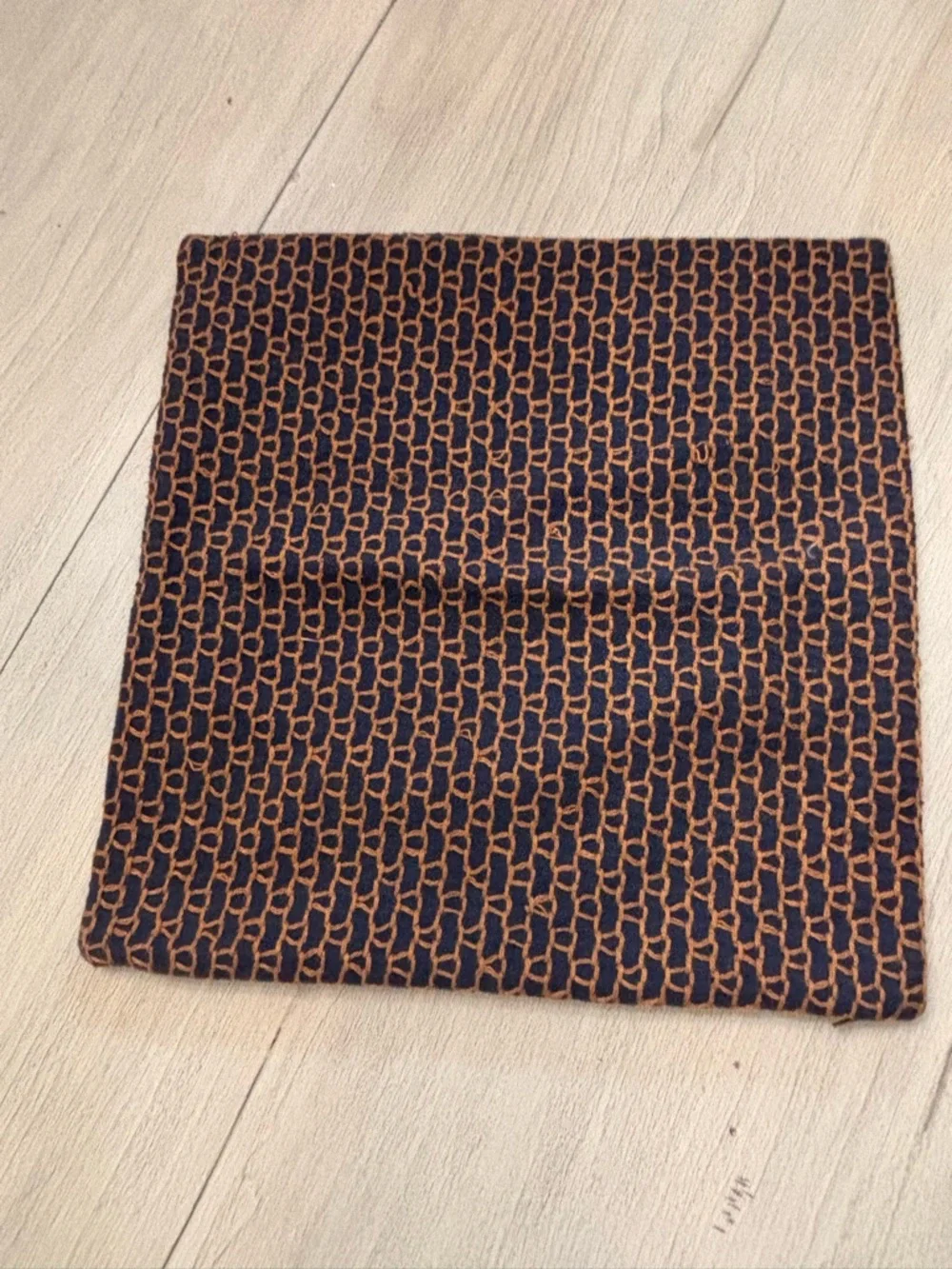 CRATE & BARREL Indigo Blue MADDOX Pillow Cover Textured Embroidered 18” X 18”